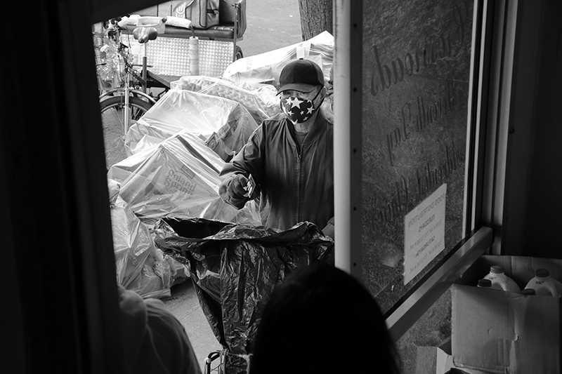 2020 : Food Lines : Seventh Day Adventists Help the Needy : Streetlife : New York City : Times Square : Richard Moore : Photographer : Photojournalist